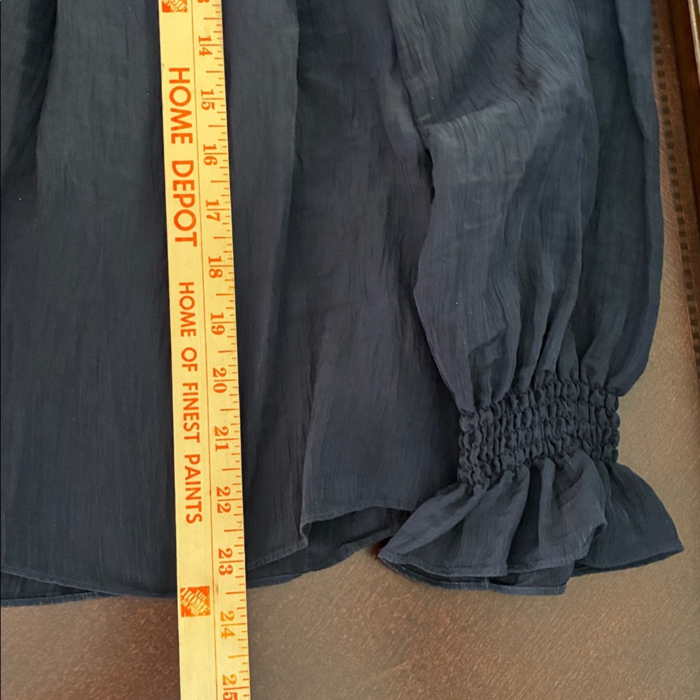 French Connection Navy Smocked Blouse - Picture 10 of 10